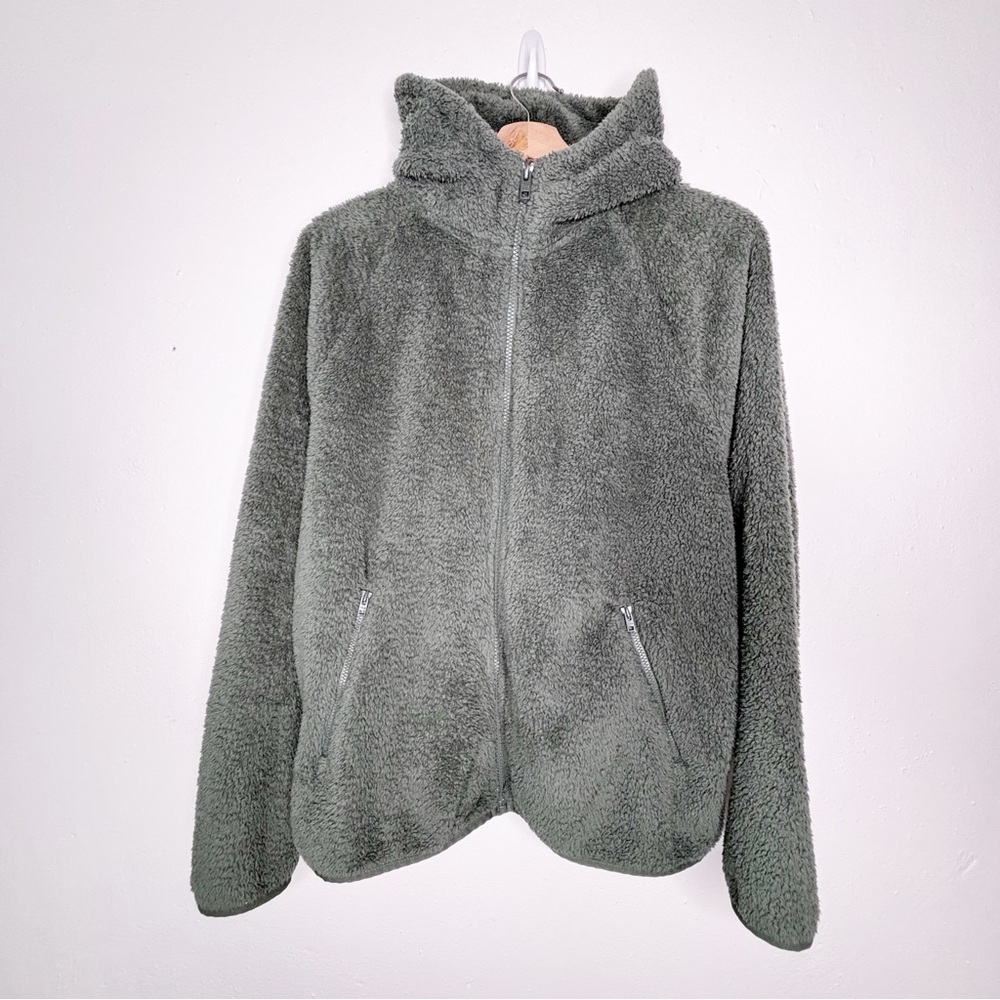 TNA Teddy Fleece Hoody Full Zip Jacket Sage Size M